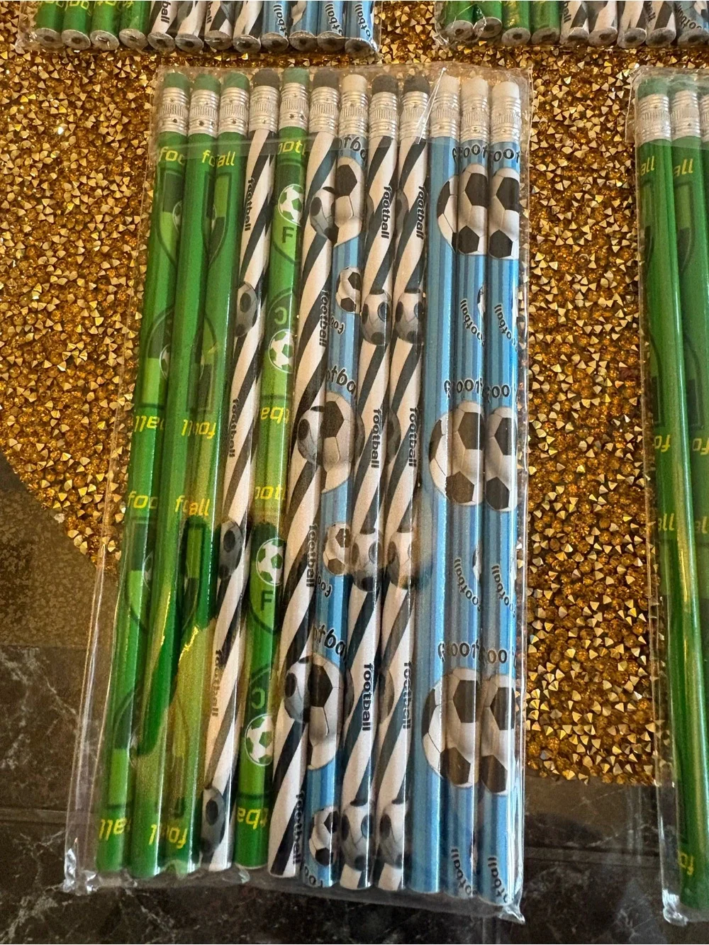 Pencils  NWT Bulk of  5 packs of Soccer themes, 12 pencils per package.